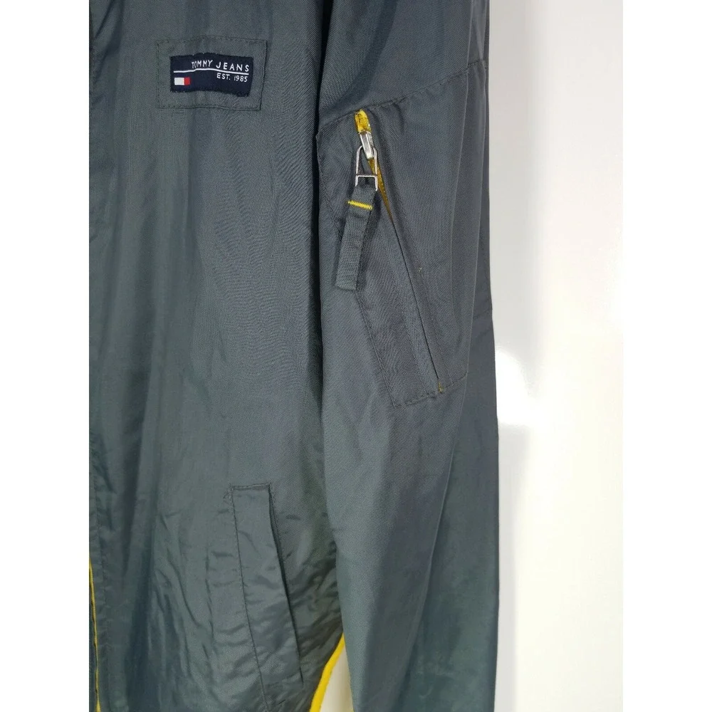 Tommy Jeans Jacket Men's Size Large Hilfiger Windbreaker Nylon Green & Yellow